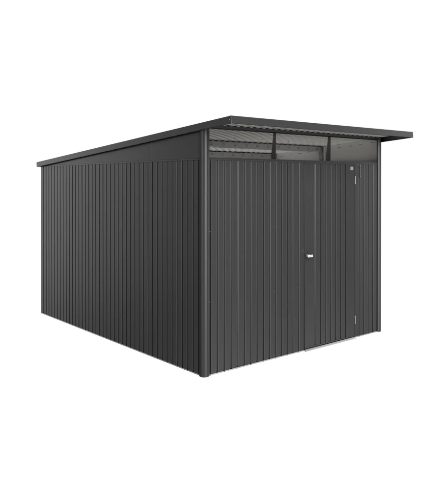 CASETTA DA GIARDINO BIOHORT "AVANTGARDE ECO MIS.A8" IN ACCIAIO ZINCATO GRIGIO SCURO METALLIZZATO CON PORTA BATTENTE SEMPLICE 260X380X222 CM - COD. 17680