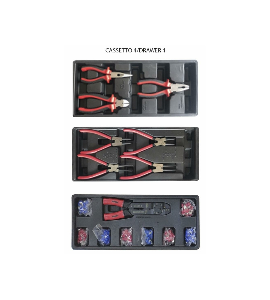 CARRELLO PORTA ATTREZZI AMA 4 CASSETTI 253 PEZZI ASSORTITI BLU