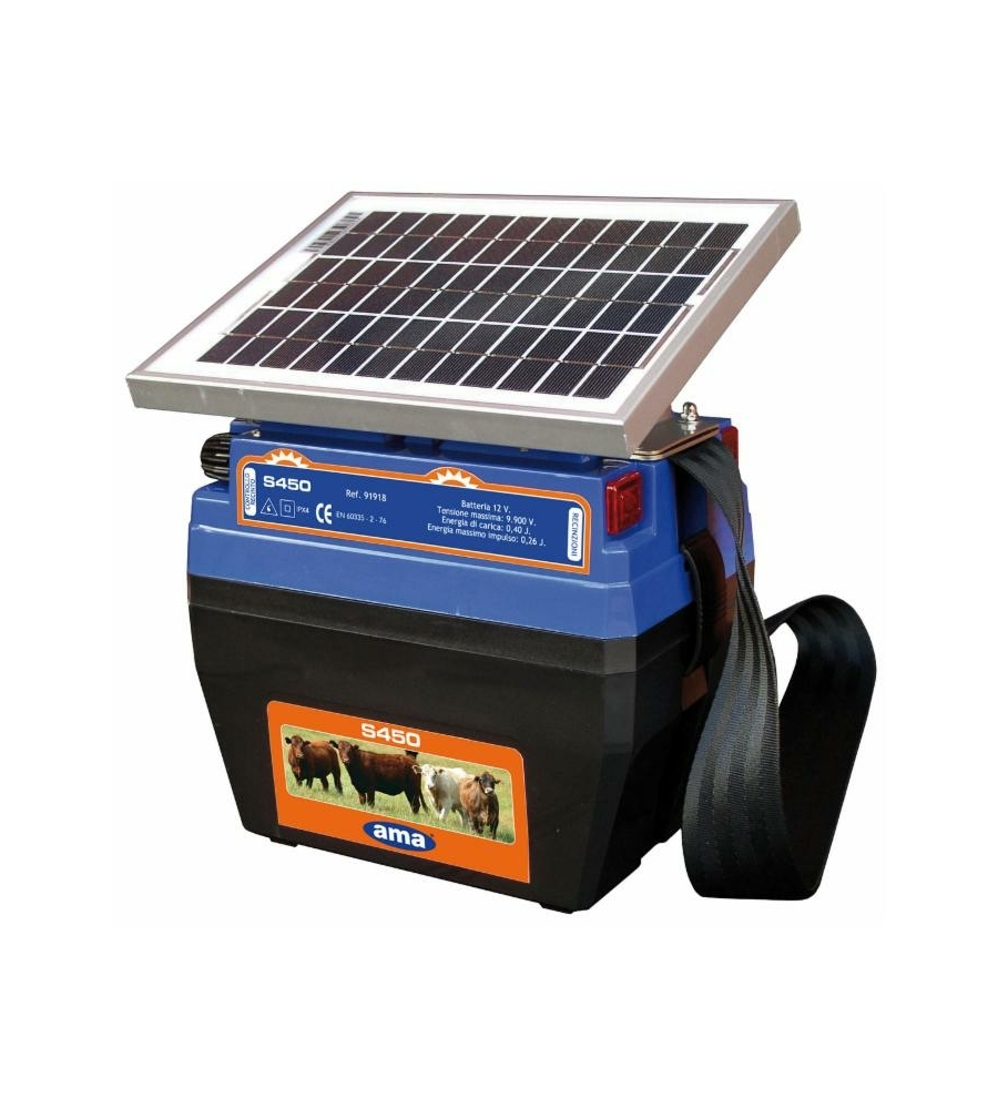 ELETTRIFICATORE PER RECINTO CON PANNELLO SOLARE AMA "S450" 12V