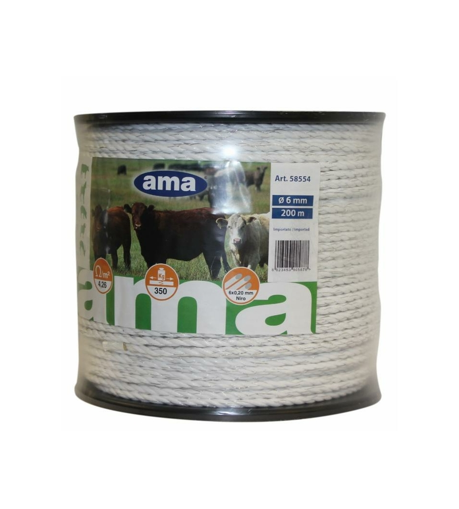 FILO PER RECINTO ELETTRICO AMA BIANCO Ø 6MM X 200MT
