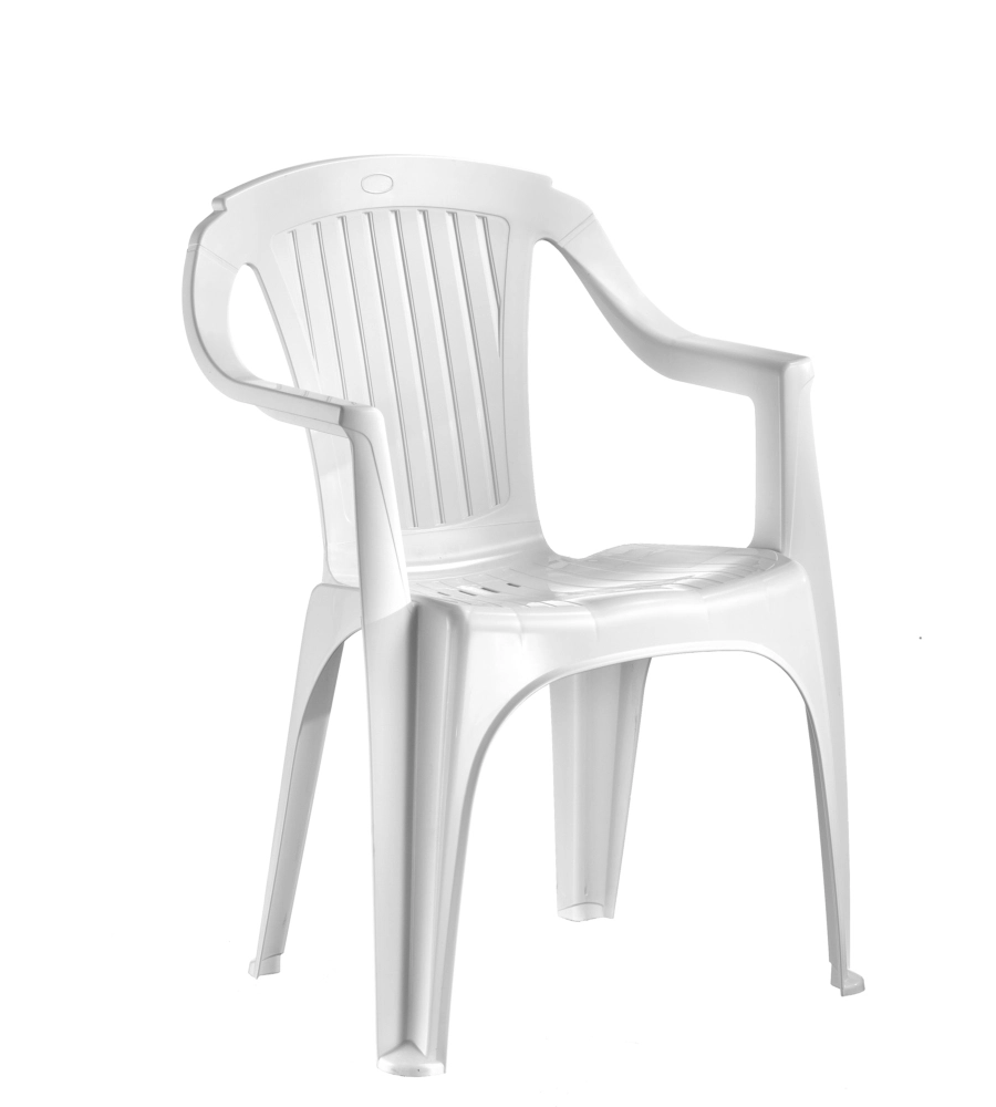 SEDIA DA ESTERNO "VERONA" IN POLIPROPILENE COLORE BIANCO CON SCHIENALE BASSO, 57X53X81 CM