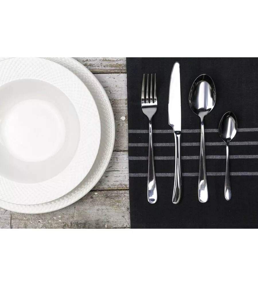 SERVIZIO POSATE VILLA D'ESTE "ROUN" IN ACCIAIO INOX SILVER LUCIDO, 24 PEZZI