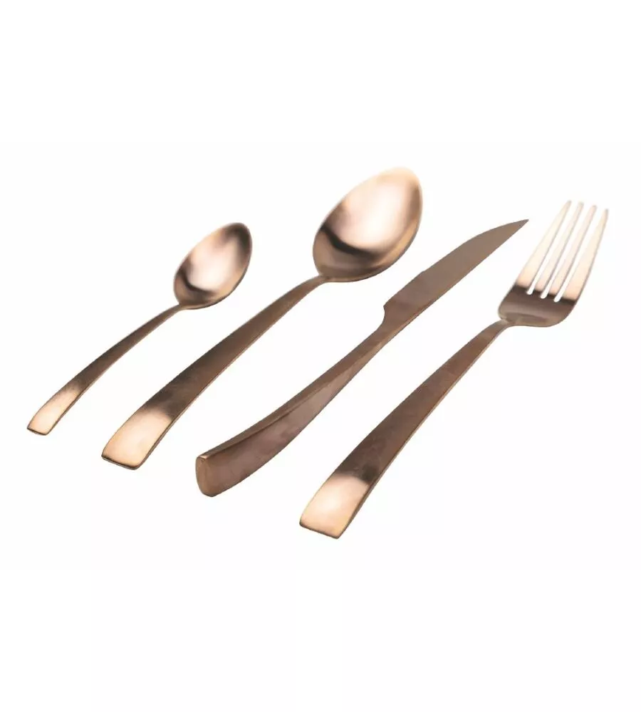 SERVIZIO POSATE VILLA D'ESTE "COPPER O" IN ACCIAIO, 24 PEZZI