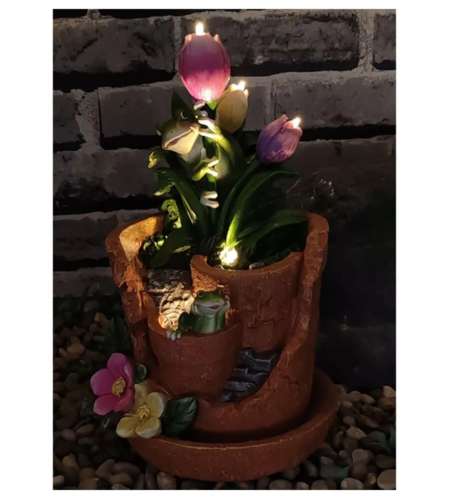 DECORAZIONE VASO SOLARE DA GIARDINO EUROGARDEN CON ILLUMINAZIONE LEED BIANCO CALDO, 20,5X18X32 CM