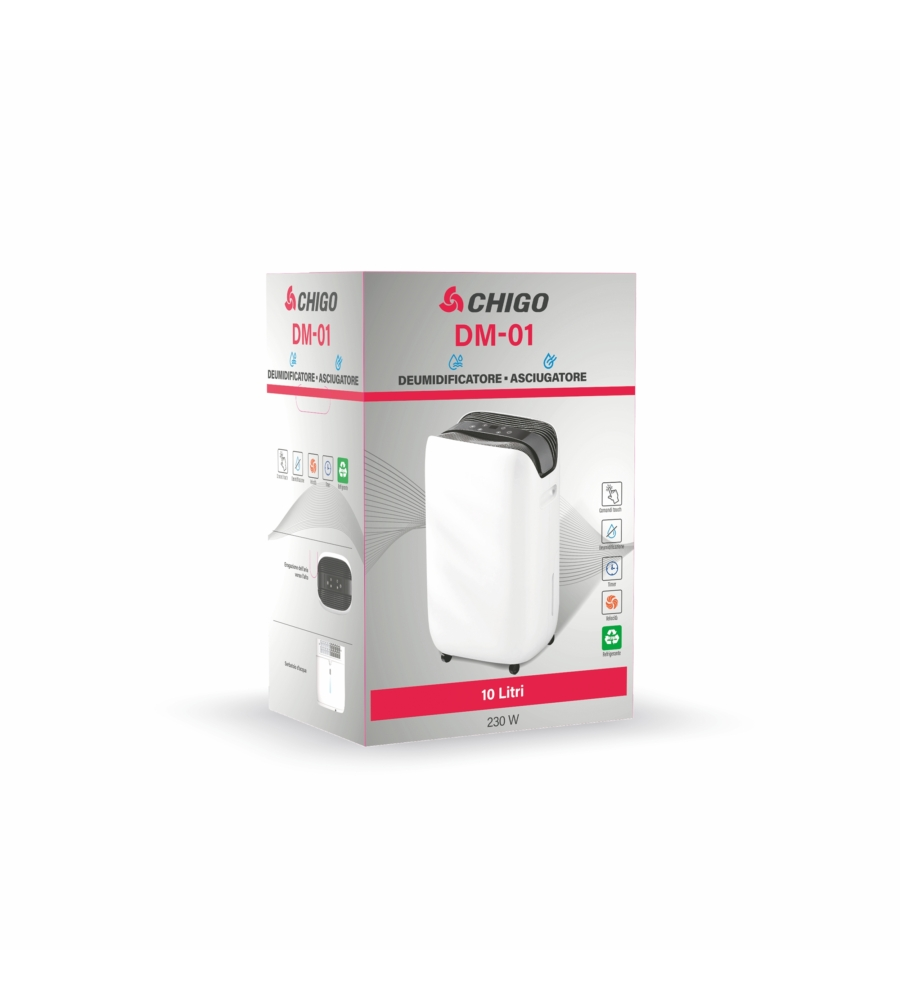 DEUMIDIFICATORE "DM01" CON DISPLAY LED, 10 LT 30 M²