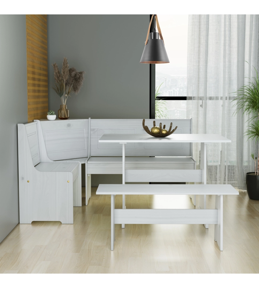 SET GIROPANCA AD ANGOLO BELLAHOME IN PINO MASSELLO CON CONTENITORE 163X122X87,5 CM