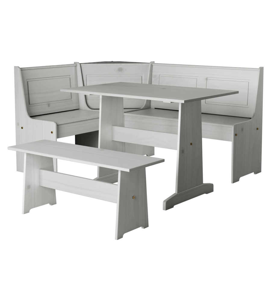 SET GIROPANCA AD ANGOLO BELLAHOME IN PINO MASSELLO CON CONTENITORE 163X122X87,5 CM