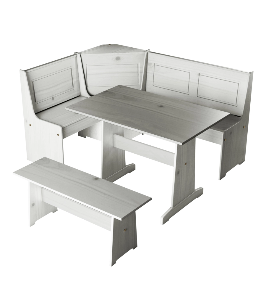 SET GIROPANCA AD ANGOLO BELLAHOME IN PINO MASSELLO CON CONTENITORE 163X122X87,5 CM
