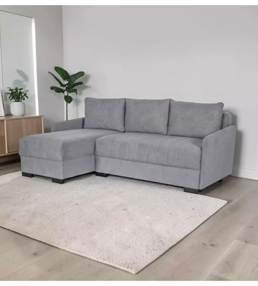 DIVANO CON PENISOLA REVERSIBILE BELLAHOME "GEMINI" GRIGIO, 208X148X91 CM