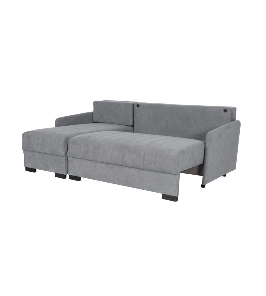 DIVANO CON PENISOLA REVERSIBILE BELLAHOME "GEMINI" GRIGIO, 208X148X91 CM