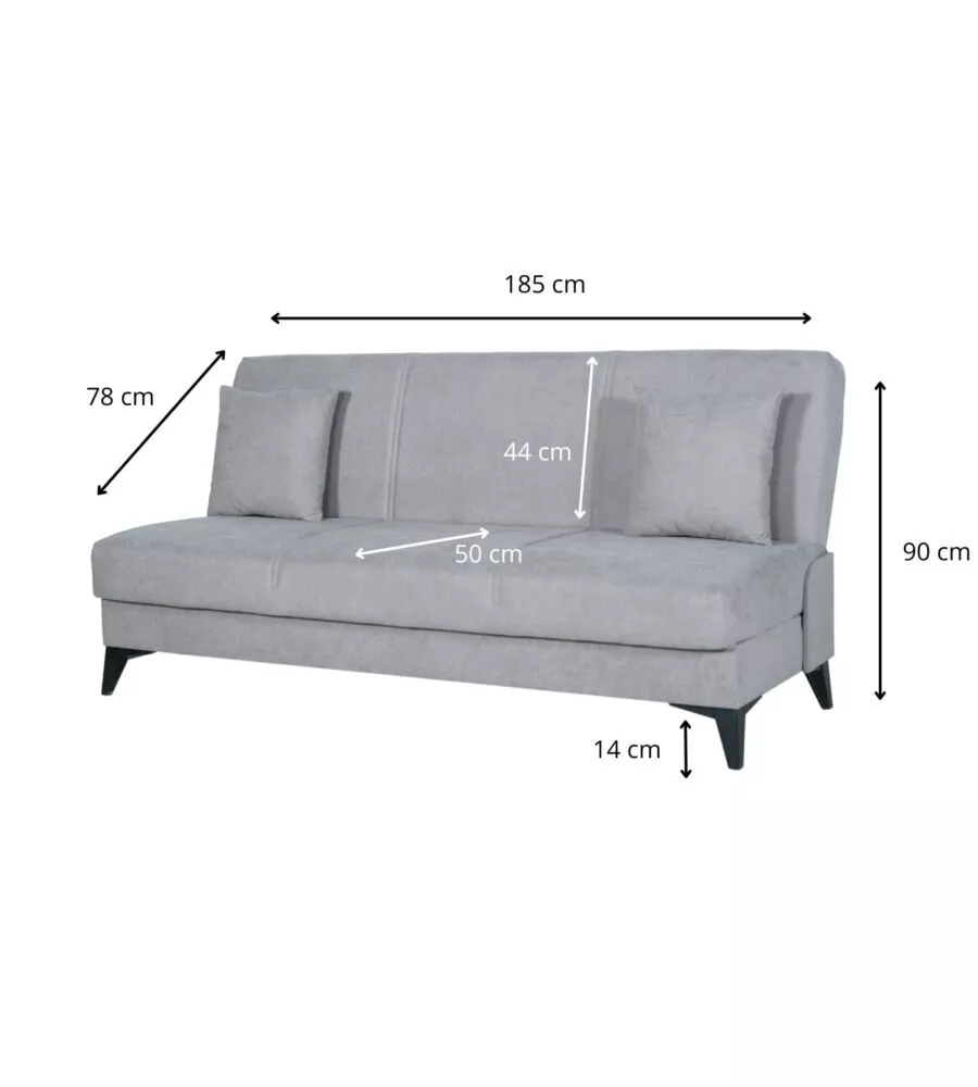 DIVANO 3 POSTI BELLAHOME "ABETE" GRIGIO 185X78X90 CM