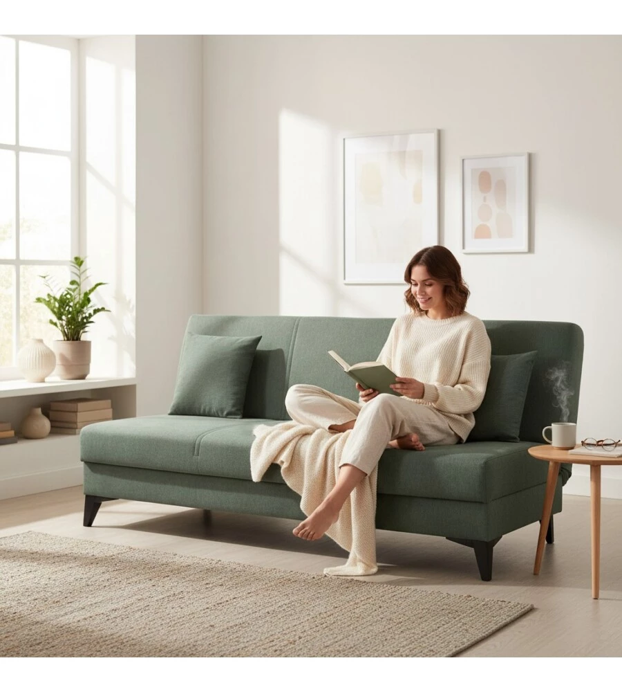 DIVANO 3 POSTI BELLAHOME "ABETE" VERDE SCURO, 185X78X90 CM