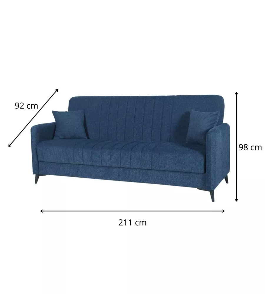DIVANO LETTO BELLAHOME "LIBRA" 3 POSTI DARK BLUE 211X92X98 CM