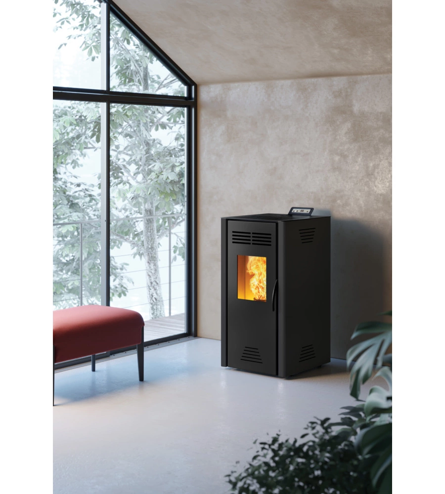 STUFA A PELLET VENTILATA INVICTA "ADRANO PLUS" NERO 7,3 KW