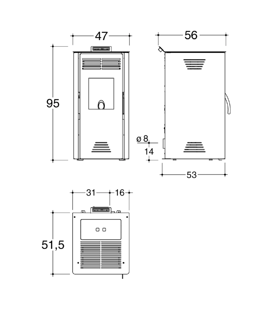 STUFA A PELLET VENTILATA INVICTA "ADRANO PLUS" NERO 7,3 KW