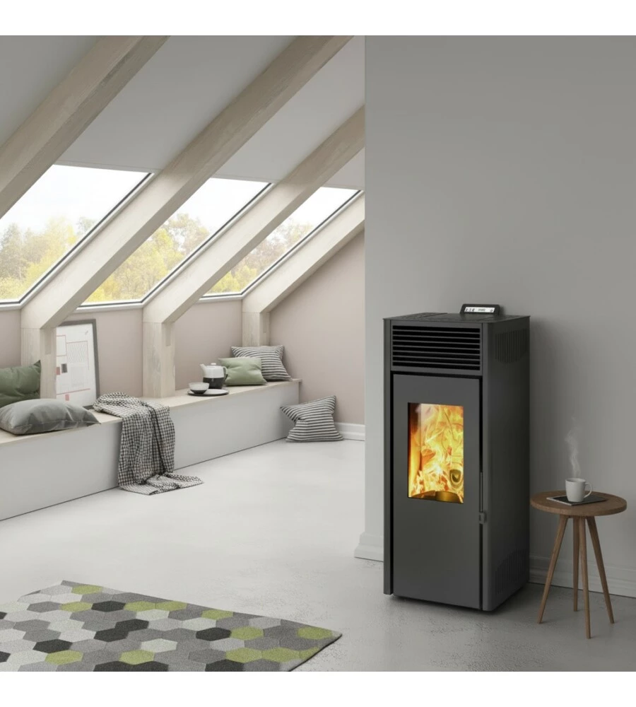 Stufa a pellet ventilata Invicta "Nola Plus" nero 9,5 kW