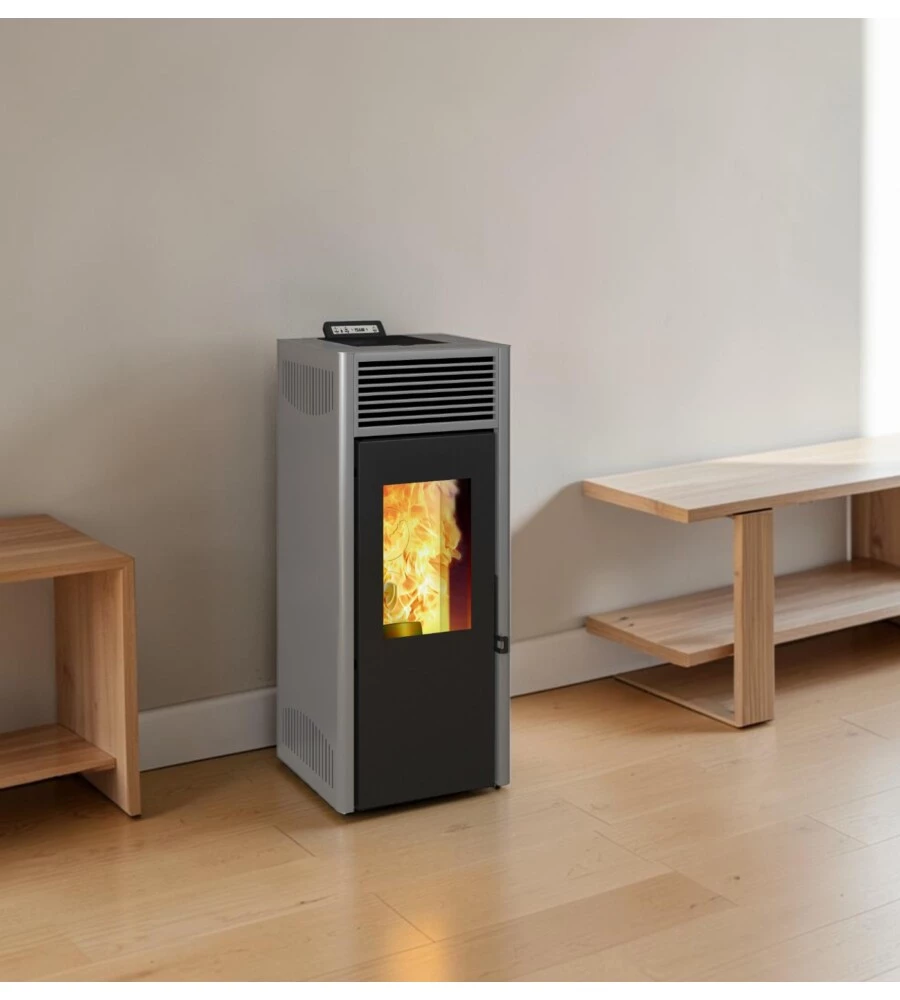 Stufa a pellet ventilata Invicta "Nola Plus" grigio 9,5 kW