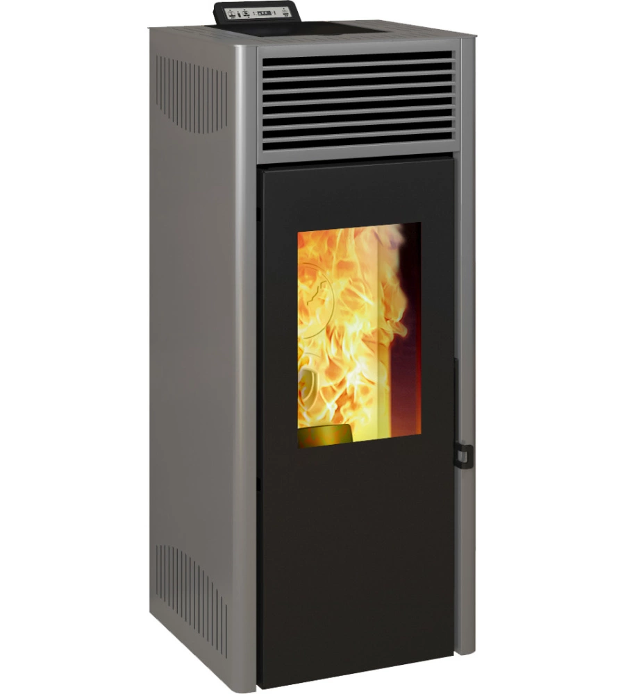STUFA A PELLET VENTILATA INVICTA "NOLA PLUS" GRIGIO 9,5 KW