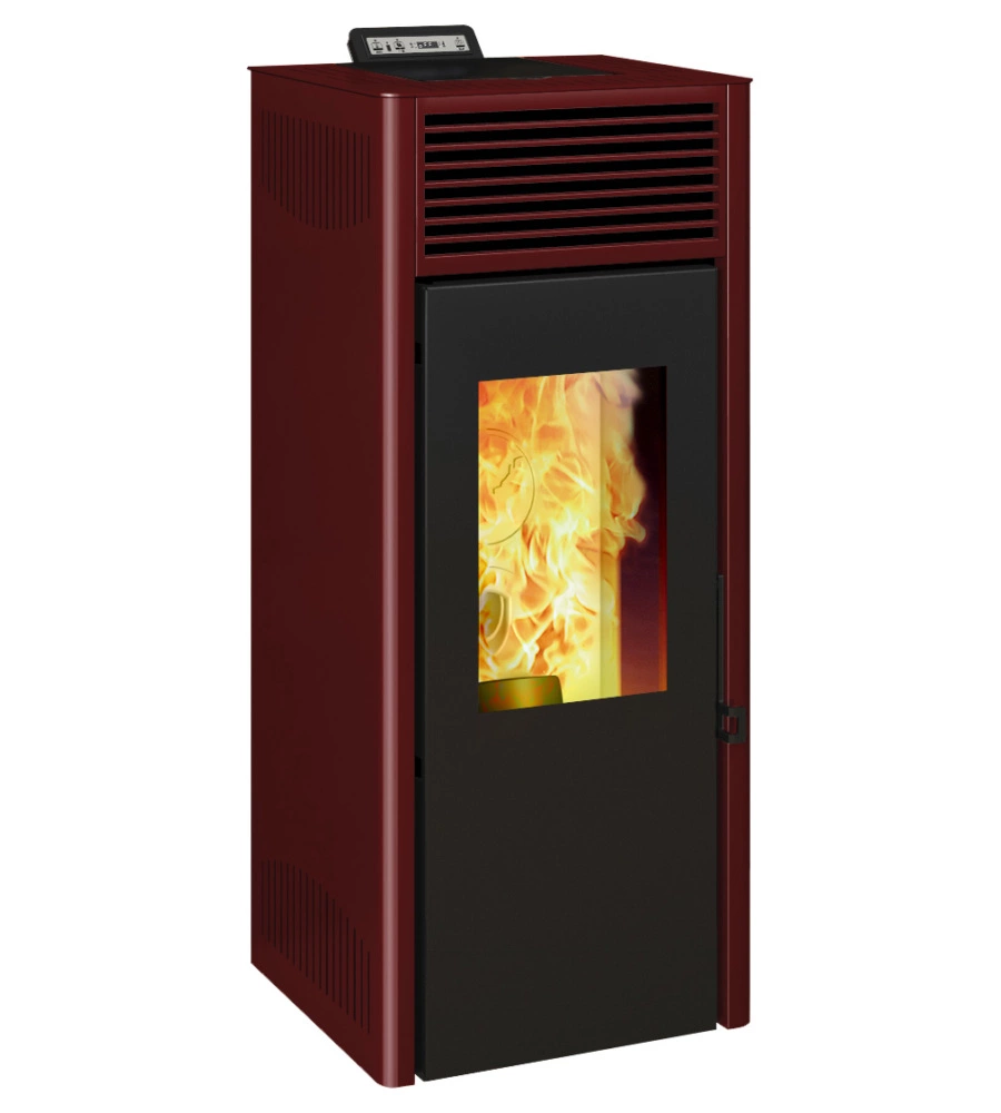STUFA A PELLET VENTILATA INVICTA "NOLA PLUS" ROSSO 9,5 KW
