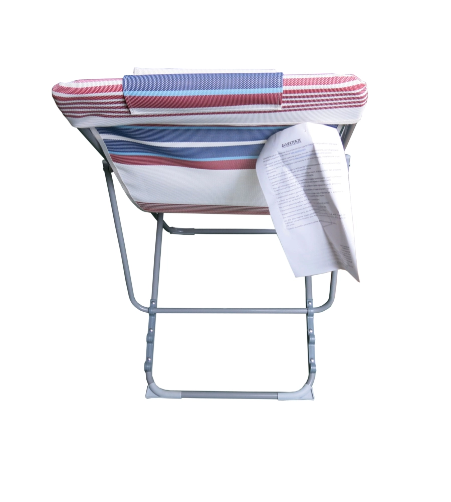 SPIAGGINA PIEGHEVOLE EUROGARDEN IN TEXTILENE CON CUSCINO FANTASIA A RIGHE 83X52X42/90 CM