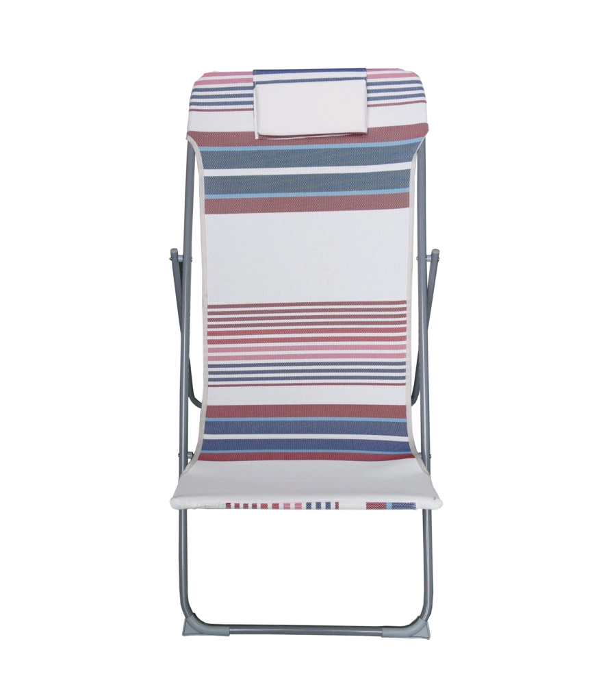 SPIAGGINA PIEGHEVOLE EUROGARDEN IN TEXTILENE CON CUSCINO FANTASIA A RIGHE 83X52X42/90 CM