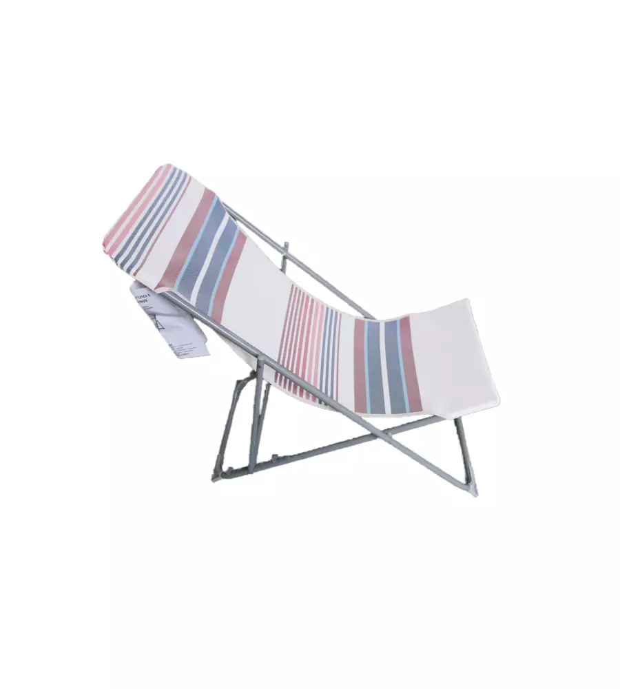 SPIAGGINA PIEGHEVOLE EUROGARDEN IN TEXTILENE CON CUSCINO FANTASIA A RIGHE 83X52X42/90 CM