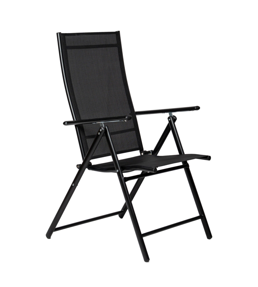 SEDIA DA ESTERNO REGOLABILE CON BRACCIOLI EUROGARDEN IN TEXTILENE NERO 57X98X105 CM