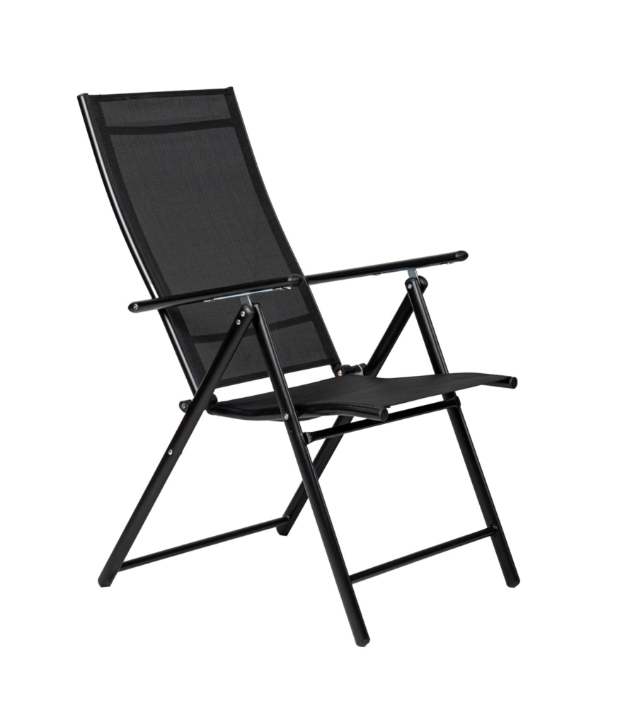 SEDIA DA ESTERNO REGOLABILE CON BRACCIOLI EUROGARDEN IN TEXTILENE NERO 57X98X105 CM