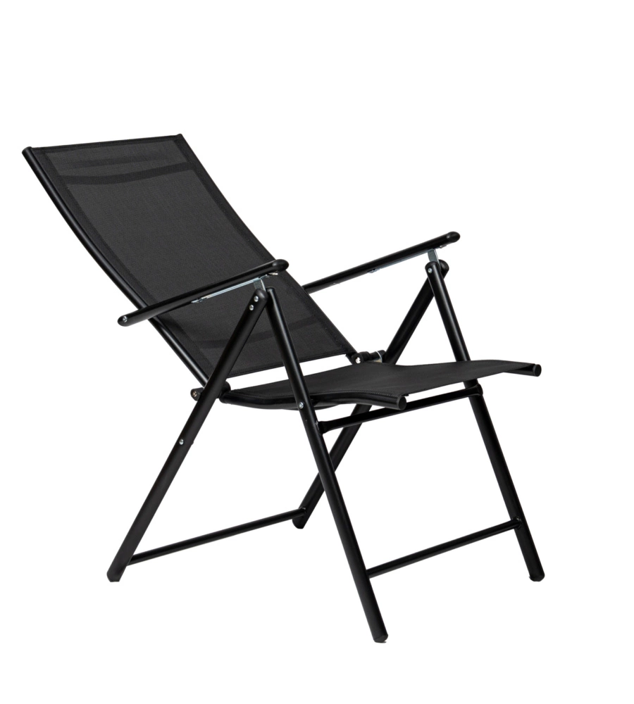 SEDIA DA ESTERNO REGOLABILE CON BRACCIOLI EUROGARDEN IN TEXTILENE NERO 57X98X105 CM