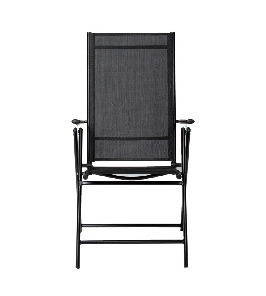SEDIA DA ESTERNO REGOLABILE CON BRACCIOLI EUROGARDEN IN TEXTILENE NERO 57X98X105 CM