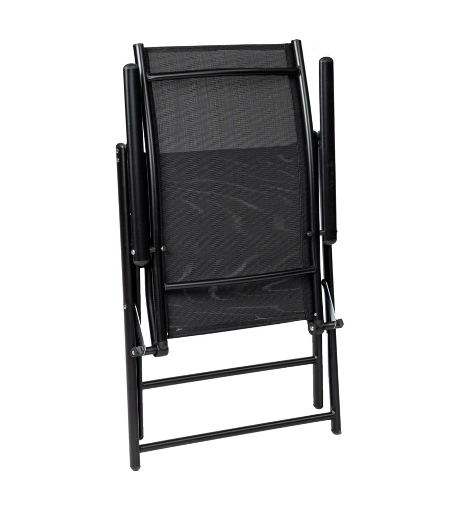 SEDIA DA ESTERNO REGOLABILE CON BRACCIOLI EUROGARDEN IN TEXTILENE NERO 57X98X105 CM