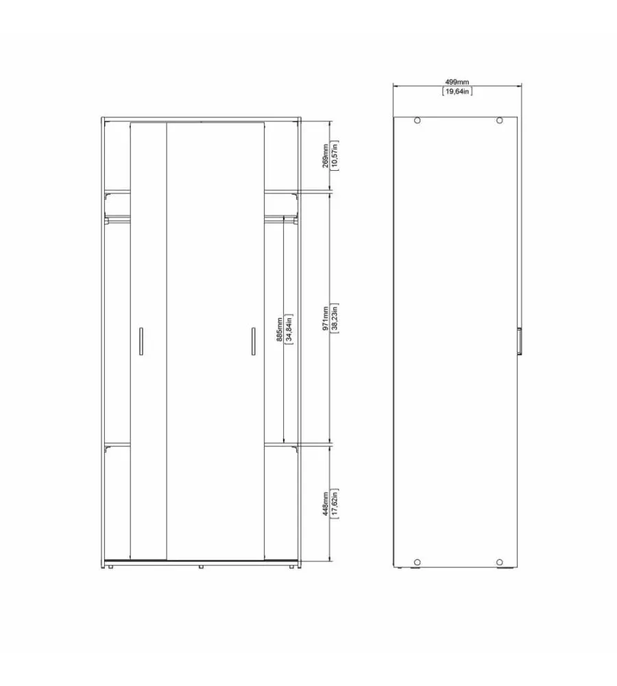 ARMADIO 2 ANTE SCORREVOLI "SPACE" BIANCO 77,6X48,2X175,4 CM