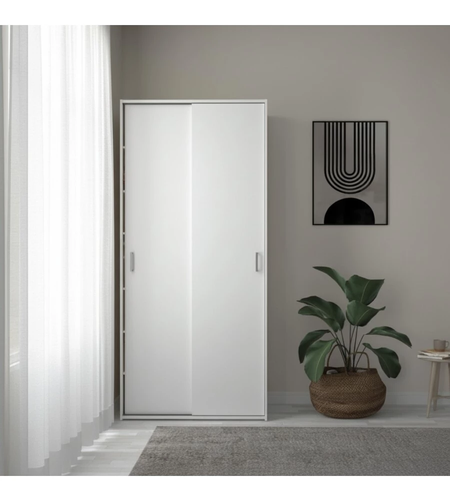 ARMADIO 2 ANTE SCORREVOLI "SPACE" BIANCO 77,6X48,2X175,4 CM