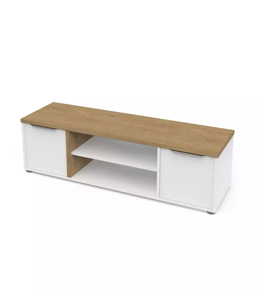MOBILE SOGGIORNO PORTA TV 2 ANTE QUERCIA E BIANCO 134,8X39,1X39,6 CM