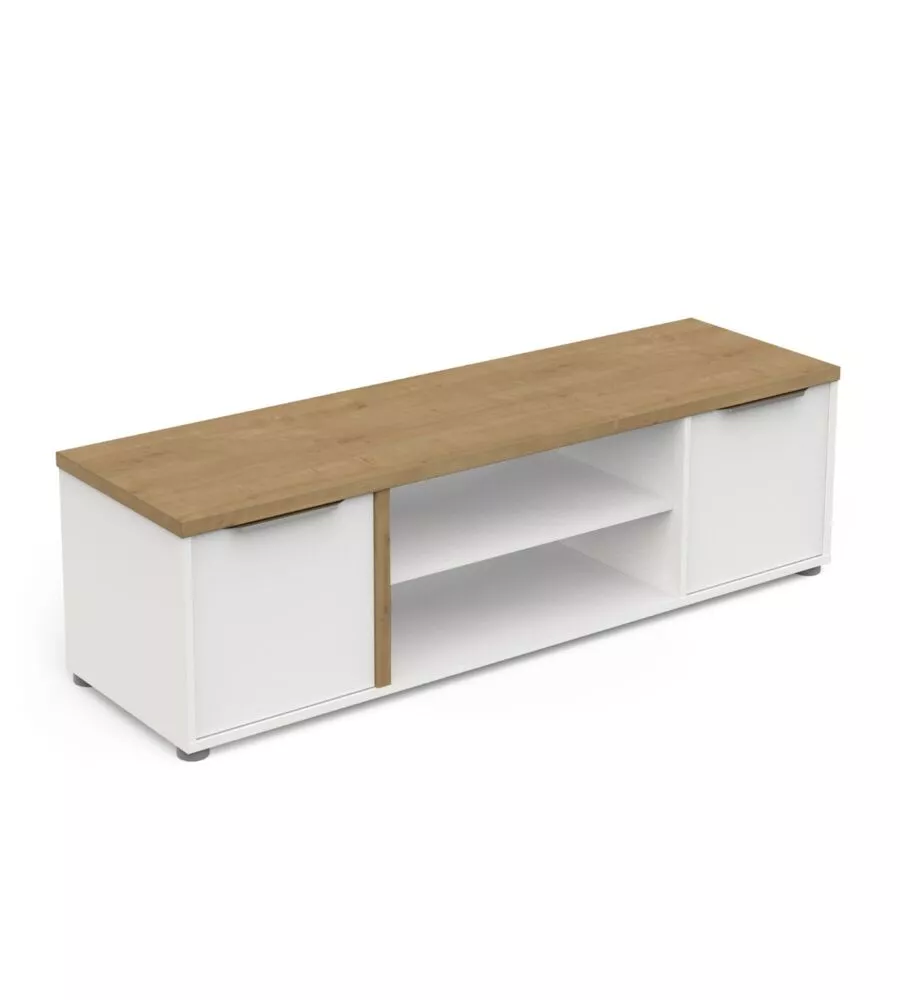 MOBILE SOGGIORNO PORTA TV 2 ANTE QUERCIA E BIANCO 134,8X39,1X39,6 CM