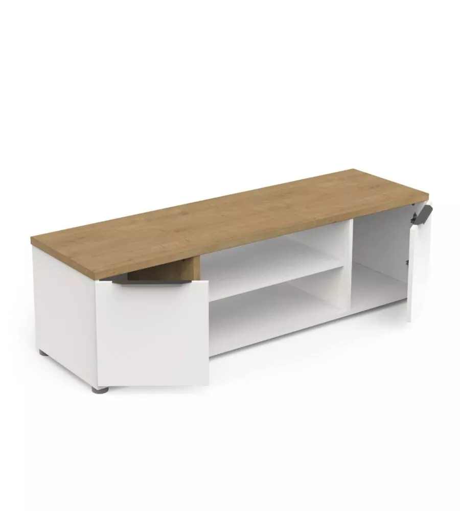 MOBILE SOGGIORNO PORTA TV 2 ANTE QUERCIA E BIANCO 134,8X39,1X39,6 CM