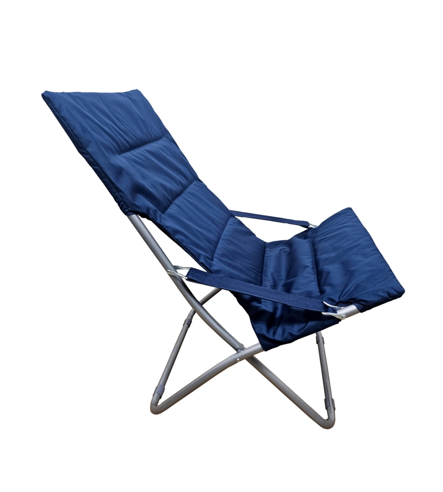 POLTRONA DA ESTERNO PIEGHEVOLE CON BRACCIOLI EUROGARDEN "CANAPONE" IN POLIESTERE BLU SFODERABILE 88X60X90 CM