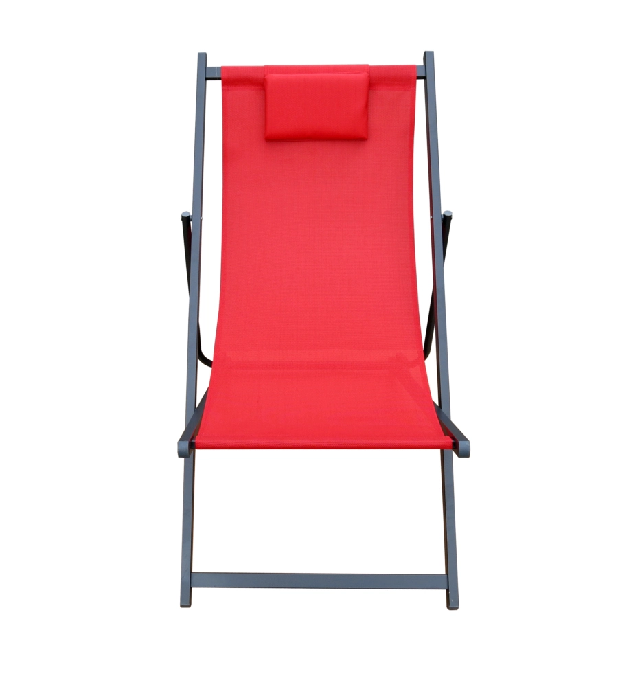SPIAGGINA PIEGHEVOLE REGOLABILE EUROGARDEN "RELAX" CON CUSCINO IN TEXTILENE ROSSO 100X60X95 CM