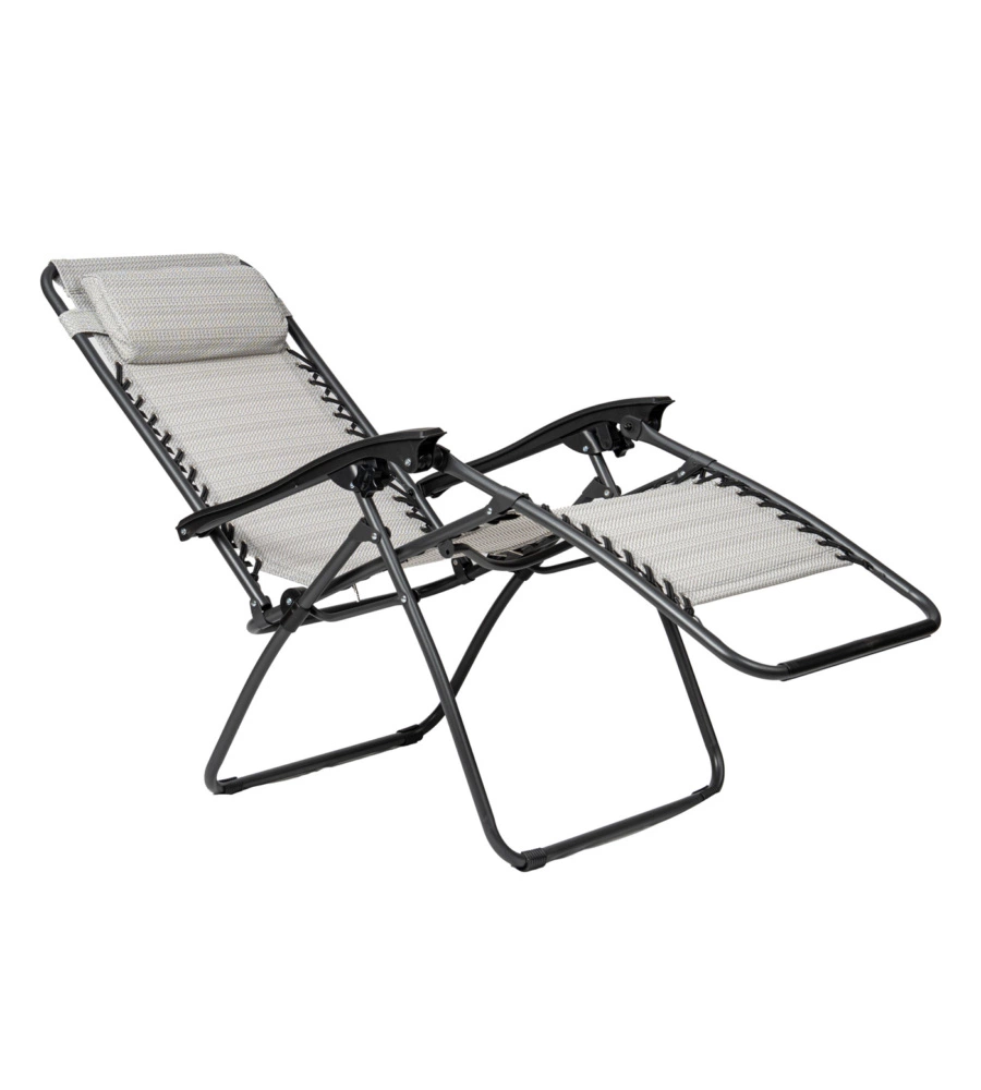 SDRAIO DA ESTERNO PIEGHEVOLE RECLINABILE EUROGARDEN "ZERO GRAVITY" GRIGIO MELANGE 178X65X110 CM