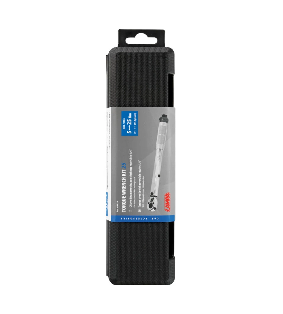 CHIAVE DINAMOMETRICA LAMPA CON CRICCHETTO REVERSIBILE, 9 ADATTATORI