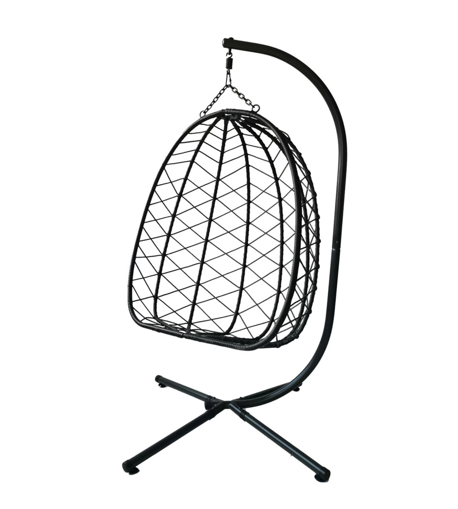 POLTRONA SOSPESA DA ESTERNO PIEGHEVOLE EUROGARDEN IN METALLO E PE RATTAN GRIGIO 103X108X192 CM