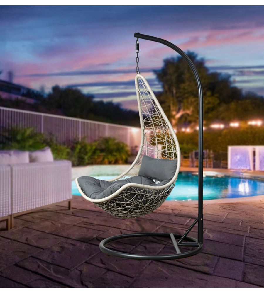 POLTRONA SOSPESA DA ESTERNO EUROGARDEN "MEZZALUNA" GRIGIO 95X125 CM