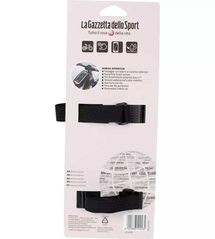 BORSA PER BICICLETTA GAZZETTA DELLO SPORT "SPRINTER" IDROREPELLENTE, 10X10X20 CM