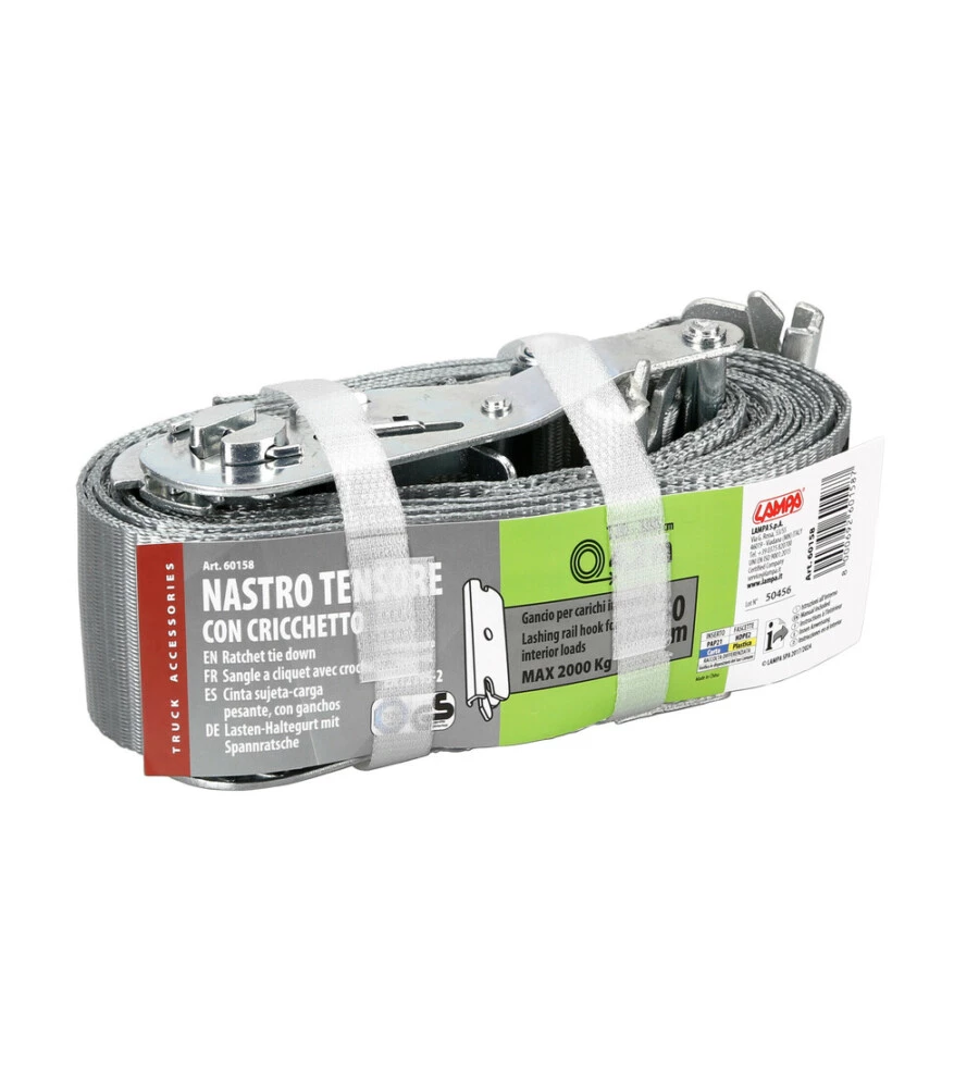 NASTRO TENSORE CON CRICCHETTO LAMPA PER GANCIO CARICHI INTERNI - COD. 60158