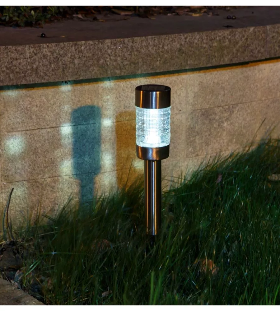 LUCE SOLARE LED DA ESTERNO EUROGARDEN IN VETRO 6,2X6,2X41,5 CM