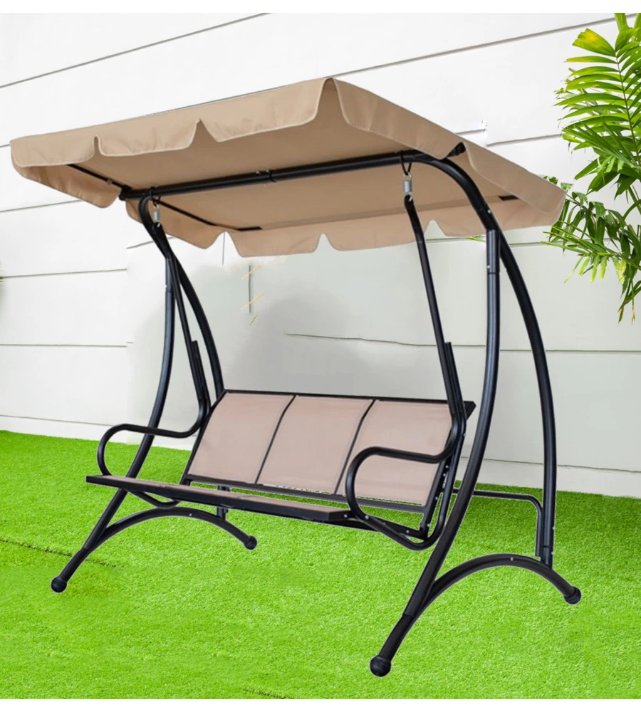 DONDOLO DA GIARDINO 3 POSTI EUROGARDEN "HAWAII" BEIGE 195X115X172 CM