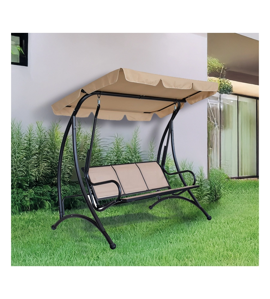 DONDOLO DA GIARDINO 3 POSTI EUROGARDEN "HAWAII" BEIGE 195X115X172 CM