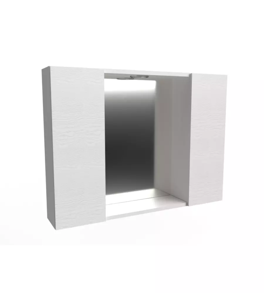 SPECCHIERA CON 2 ANTE E FARETTO LED BIANCO 81X16X60 CM