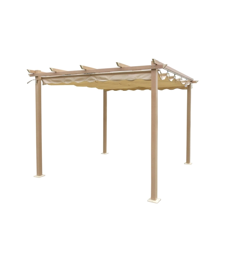 GAZEBO PERGOLA DA ESTERNO EUROGARDEN "DAIANA" IN ACCIAIO EFFETTO LEGNO 3X3 M