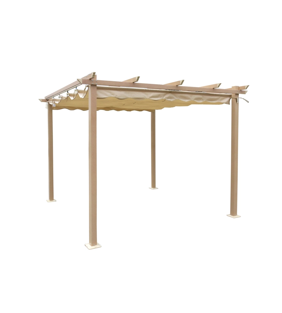 GAZEBO PERGOLA DA ESTERNO EUROGARDEN "DAIANA" IN ACCIAIO EFFETTO LEGNO 3X3 M